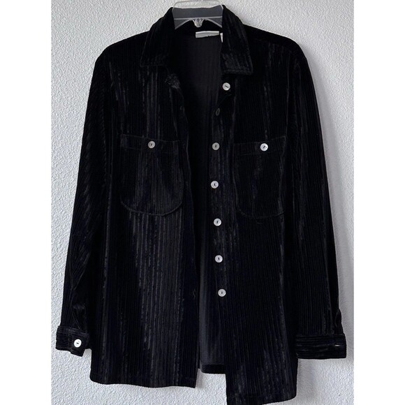 Kathy Ireland Corduroy Shirt Jacket Women's M Oversized Black Button Up Shacket - Picture 6 of 9